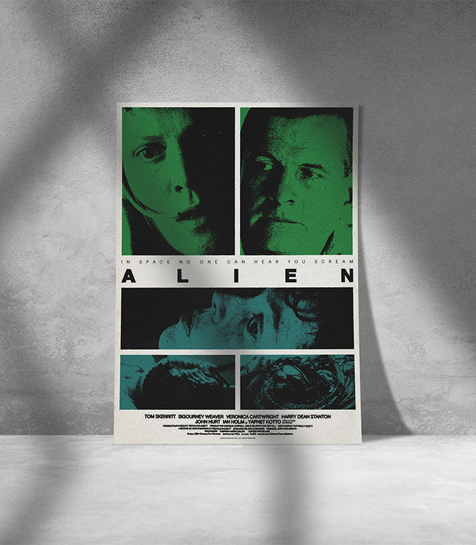 Le poster Alien mis en situation réel à travers un mockup esthétique.