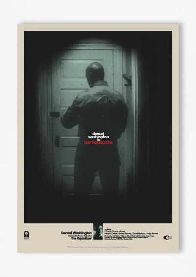 Le poster The Equalizer, est constitué d’éléments textuels informatifs et d'éléments graphiques issus et inspirés du film The Equalizer de Antoine Fuqua (2014). Le poster arbore un style rétro, monochromatique et inspiré des postes des années 60’s et 70’s.
