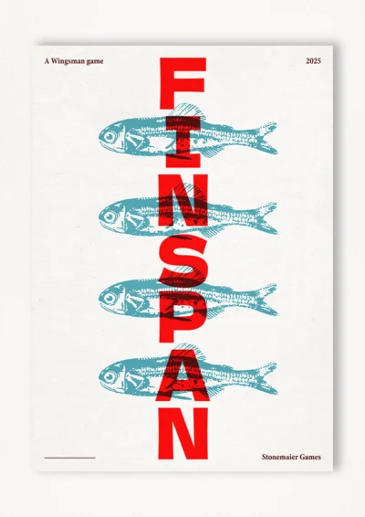 Le poster Finspan, est constitué d’éléments textuels informatifs et d'éléments graphiques issus et inspirés du jeu de société Finspan deDavid Gordon & Michael O’Connell (2025). Le poster arbore un style photocopie rétro, Screen printing, tout en conservant un style propre au jeu.