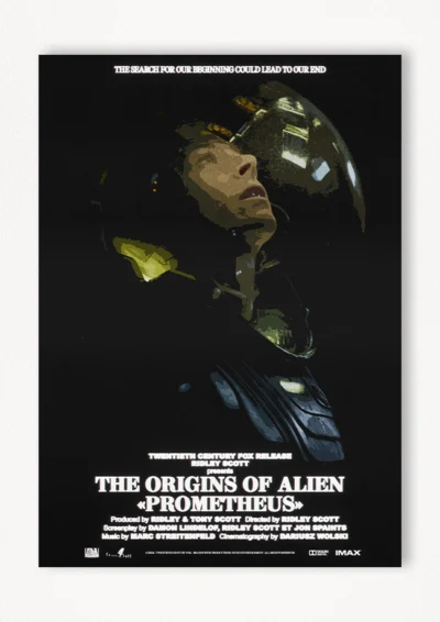 Le poster Prometheus, est constitué d’éléments textuels informatifs et d'éléments graphiques issus et inspirés du film Prometheus de Ridley Scott (2012). Le poster arbore un style rétro, hommage aux affiches de science fiction des années 70s et 80s.
