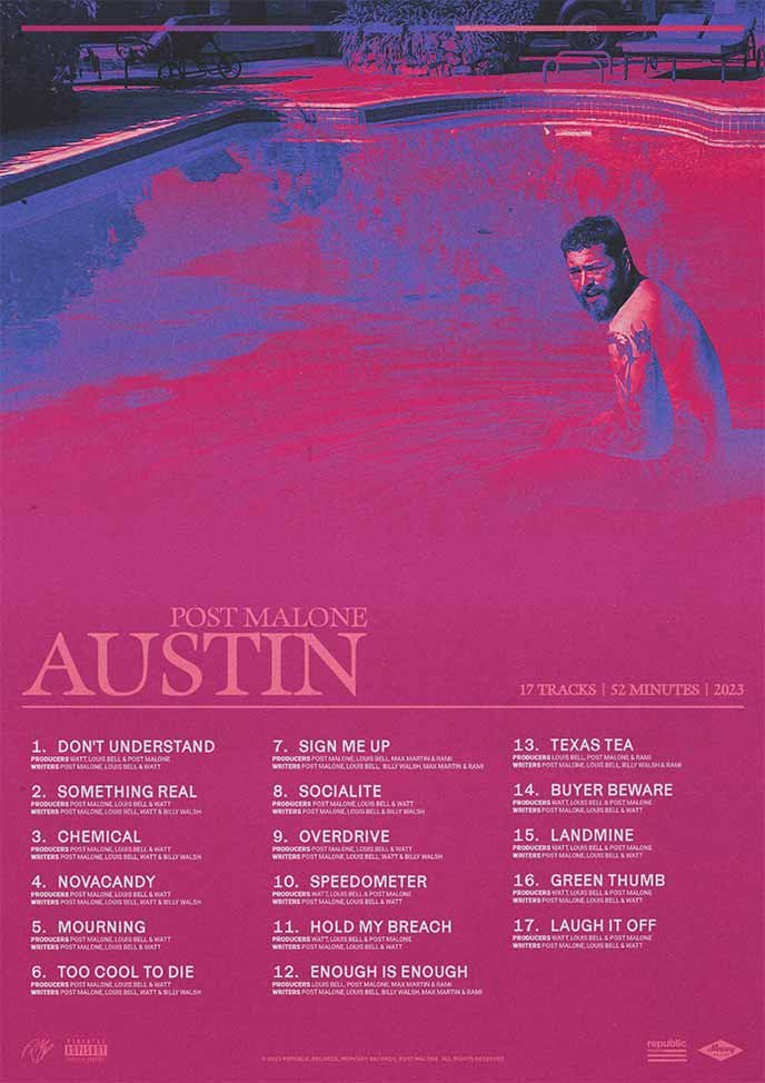 Poster alternatif du poster Diplodocus Encyclopedia, constitué des même éléments graphiques que l'original en arborant une monochromie bleu marine et blanche.