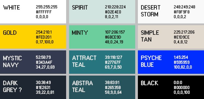 Liste des couleurs utilisés sur le poster Sherlock et ses alternatives.