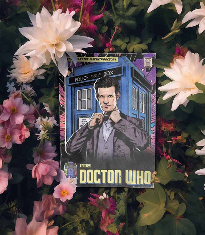 Le poster Doctor Who mis en situation réel à travers un mockup esthétique.