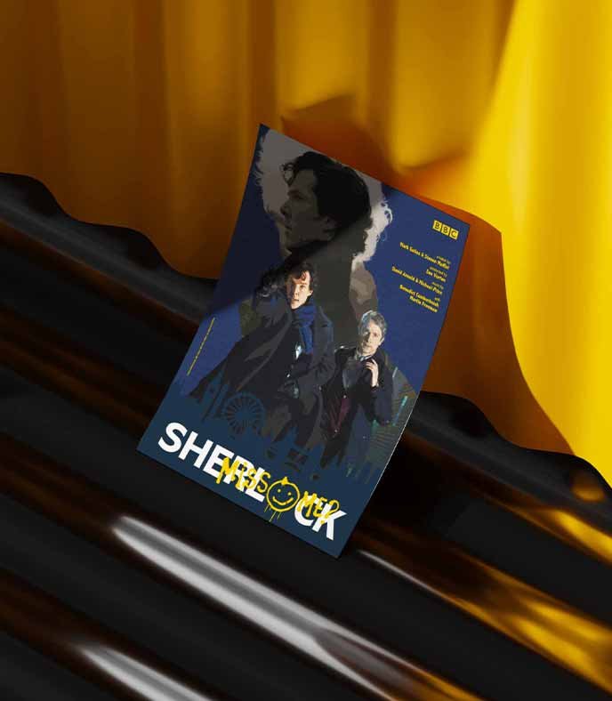 Le poster Sherlock mis en situation réel à travers un mockup esthétique.