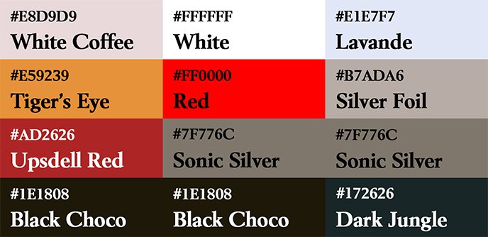 Liste des couleurs utilisés sur le poster Jurassic Park et ses alternatives.