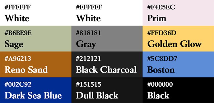 Liste des couleurs utilisés sur le poster Monal et ses alternatives.