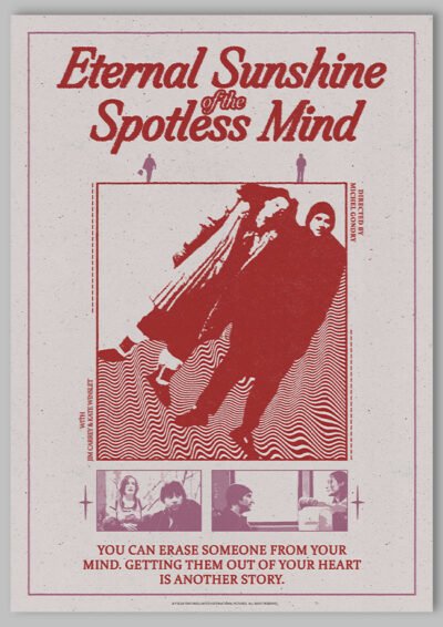 Le poster Eternal Sunshine of the Spotless Mind est constitué d’éléments textuels informatifs et d'éléments graphiques issus et inspirés du film Eternal Sunshine of the Spotless Mind de Michel Gondry (2004). Le poster arbore un style photocopie rétro années 60’s et 70’s, grunge et reprend des éléments de collage et de style tampon.