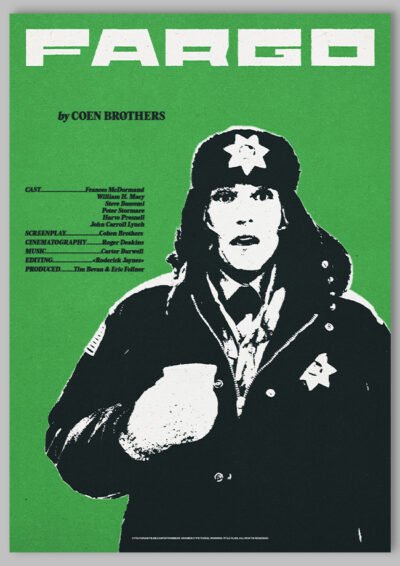 Le poster Fargo est constitué d’éléments textuels informatifs et d'éléments graphiques issus et inspirés du film Fargo des frères Ethan Coen et Joel Coen (1996). Le poster arbore un style photocopie rétro, grunge et reprend des éléments de collage et de style tampon.