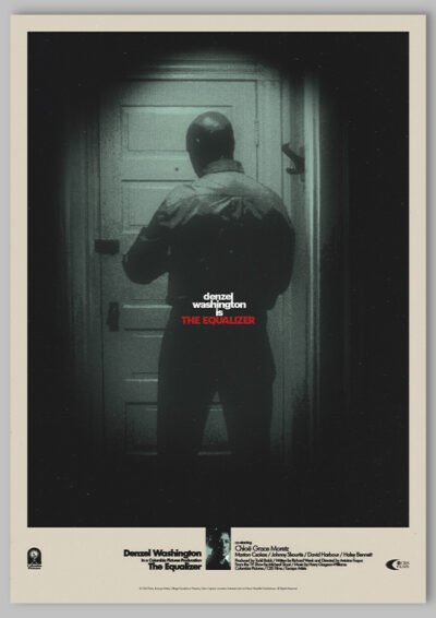 Le poster The Equalizer, est constitué d’éléments textuels informatifs et d'éléments graphiques issus et inspirés du film The Equalizer de Antoine Fuqua (2014). Le poster arbore un style rétro, monochromatique et inspiré des postes des années 60’s et 70’s.