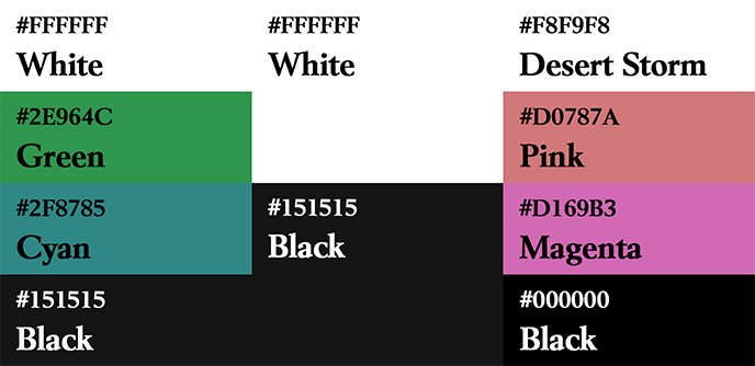 Liste des couleurs utilisés sur le poster Alien et ses alternatives.