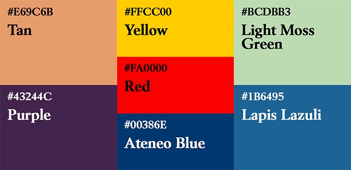Liste des couleurs utilisés sur le poster Avatar, le dernier maître de l'air et ses alternatives.