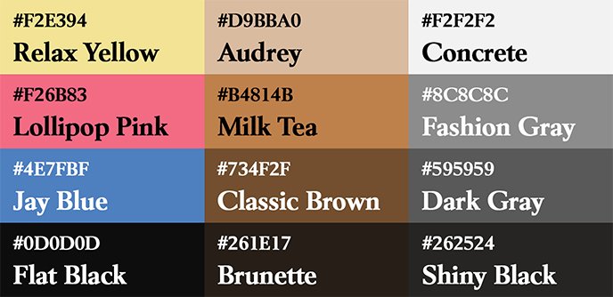 Liste des couleurs utilisés sur le poster Doctor Who et ses alternatives.