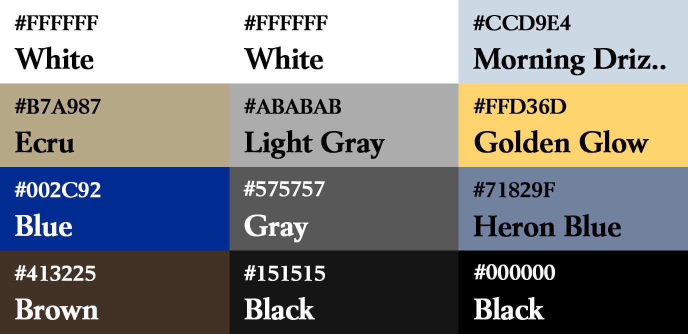 Liste des couleurs utilisés sur le poster Dodo et ses alternatives.