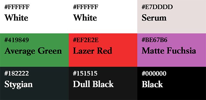 Liste des couleurs utilisés sur le poster Fargo et ses alternatives.