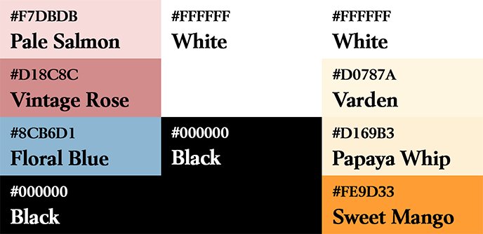 Liste des couleurs utilisés sur le poster Portrait de la jeune fille en feu et ses alternatives.