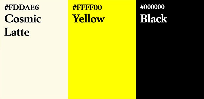 Liste des couleurs utilisés dans la marque fictive Presto.
