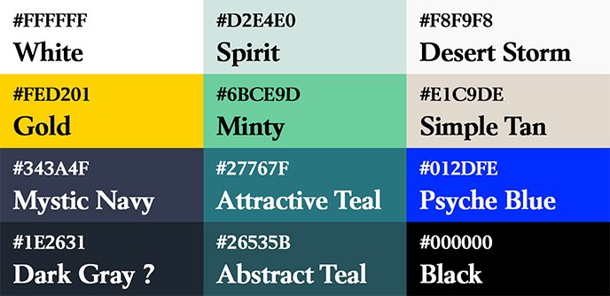 Liste des couleurs utilisés sur le poster Sherlock et ses alternatives.