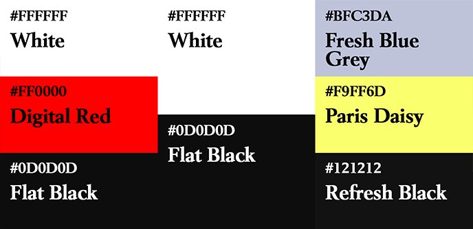 Liste des couleurs utilisés sur le poster Sherlock et ses alternatives.